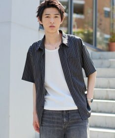 WEGO クロップドSSピンストライプシャツ