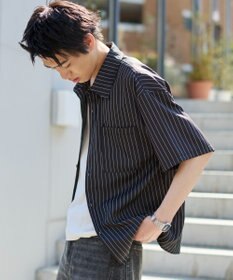 WEGO クロップドSSピンストライプシャツ