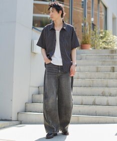 WEGO クロップドSSピンストライプシャツ