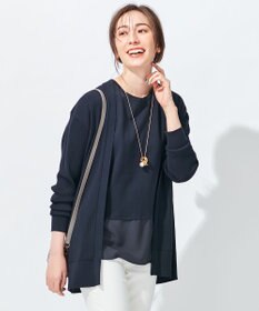 自由区 【洗える】ハイツイストコットンアセテート ニットカーディガン