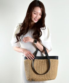 LA BAGAGERIE 【maison vert】 【ペーパー素材・多収納】ダブルハンドルかごバッグ