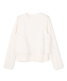 UNFILO 【2点セット】ラッセルレース キャミレイヤード Tシャツ