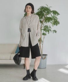 WEGO 着丈が選べる オーバーサイズ バンドカラー シャツ / ストライプ / 無地