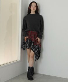 WEGO アシンメトリーチェックミニスカパン