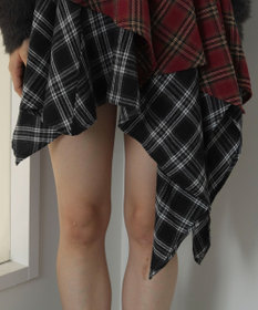 WEGO アシンメトリーチェックミニスカパン