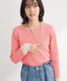 Green Parks アンチピリング袖シアーリブニットプルオーバー