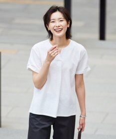 J.PRESS LADIES L 【WEB限定カラーあり・抗菌消臭・吸水速乾】サッカージャージー キーネック カットソー