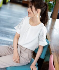 Tiaclasse 【新色追加・洗える】体型カバーも叶うレーススリーブブラウス