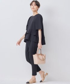 組曲 【接触冷感・吸湿・UVカット】ジョーゼットジャージーフリルブラウス