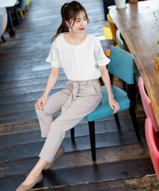 Tiaclasse 【新色追加・洗える】体型カバーも叶うレーススリーブブラウス