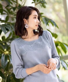 Tiaclasse L 【洗える】大人上品なスカラップレースコンビニット