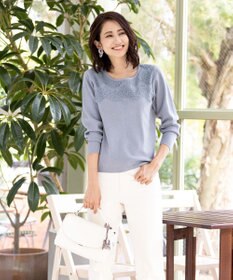 Tiaclasse L 【洗える】大人上品なスカラップレースコンビニット