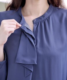 Tiaclasse 【洗える・スマート裏起毛】ジョーゼットフリルブラウス