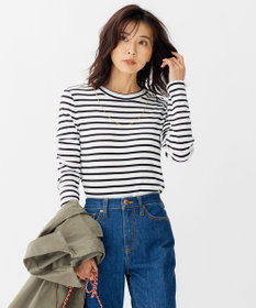 23区 L 【洗える】オーガニックコットンリブ クルーネック カットソー