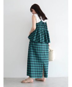 Green Parks チェックペプラムキャミワンピース