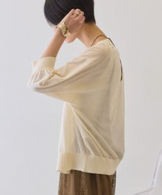 AMERICAN HOLIC 5分袖シアーVネックニットカーディガン