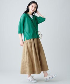 ANY リネンブレンドハーフスリーブカーディガン