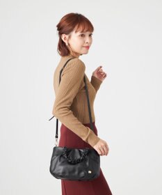 LA BAGAGERIE シープレザー ギャザーハンドル2wayラウンドトートバッグ