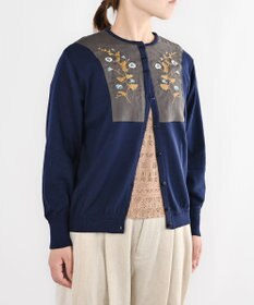 muuc 〈高品質スーピマ超長綿100%〉ヒルガオ刺繍 コットンカーディガン