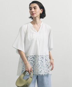 UNFILO L レースヘム ギャザーブラウス