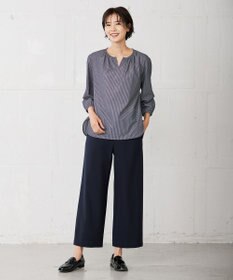J.PRESS LADIES 【WEB限定カラーあり・洗える・イージーケア】 アーネストストライプ スリットネック カットソー