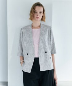 ICB ストレッチMIXツイード 半袖ジャケット グレーミックス