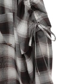 earth music&ecology 【2WAY】２ｗａｙショルダードロストリボンチェックシャツ
