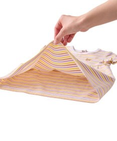 MIKI HOUSE HOT BISCUITS 【80-120cm】みじんボーダー ワンポイント刺繍 半袖ワンピース