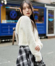 WEGO 【25秋冬新作】シャギーニットジップパーカー