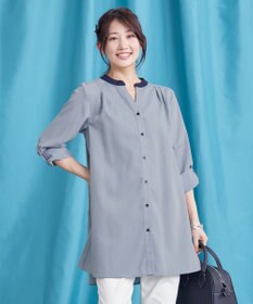 Tiaclasse 【洗える】クレリックシャツチュニックブラウス