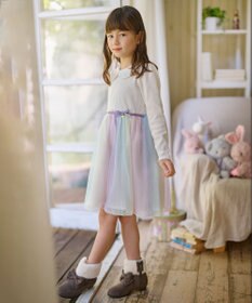 ANY KIDS 花柄ドッキングチュールワンピース