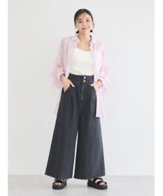 earth music&ecology 袖スリットリボンロングシャツ