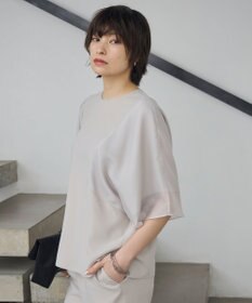 ICB 【UVケア・接触冷感・速乾・洗える】 FluidBackSatin  シアーコンビブラウス