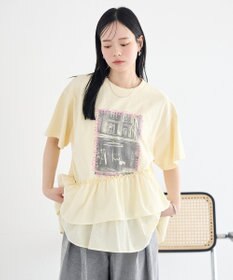 earth music&ecology 異素材ドッキンググラフィックTシャツ