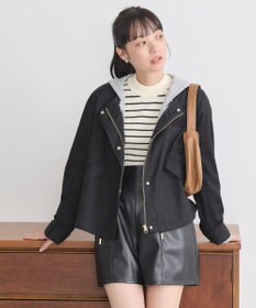 earth music&ecology パーカー付きミリタリーブルゾン