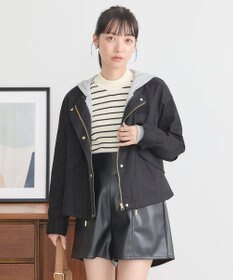 earth music&ecology パーカー付きミリタリーブルゾン