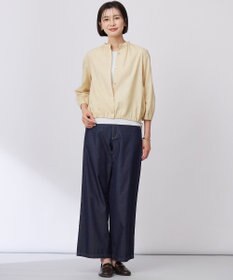 J.PRESS LADIES 【洗える・接触冷感・吸水速乾】麻SOLID バンドカラー シャツ ブラウス