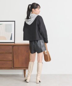 earth music&ecology パーカー付きミリタリーブルゾン