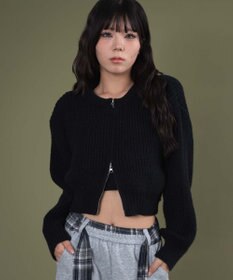 WEGO ダブルZIPニットカーデ