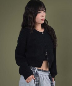 WEGO ダブルZIPニットカーデ