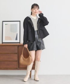 earth music&ecology パーカー付きミリタリーブルゾン