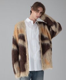 WEGO 【ユニセックス着用ITEM/MLサイズ展開】モヘアタッチパターンカーディガン