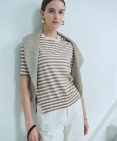 BEIGE， JULIE / コットンシルク 2WAY半袖ニット
