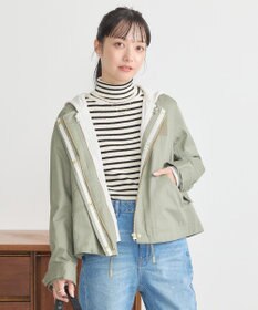 earth music&ecology パーカー付きミリタリーブルゾン