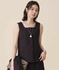 自由区 【セットアップ対応】リネンライクシンセティックノースリーブ ブラウス