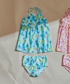 ANY KIDS 水彩タッチ花柄プリント セパレート水着