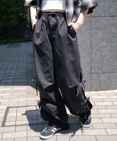 WEGO 【ウエストゴム】サイドリボンパラシュートパンツ