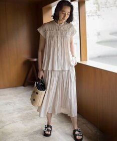 組曲 L 【春夏のNEWカラー登場】ギャザーライトデシン パンツ