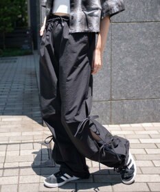 WEGO 【ウエストゴム】サイドリボンパラシュートパンツ