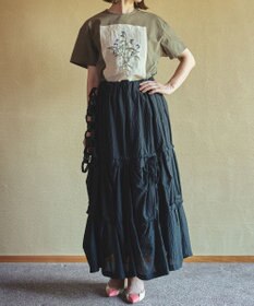 muuc ジャスミン刺繍半袖プルオーバー〈日本製・上質な天然素材・遠州織物〉〈繊細なオリジナル花刺繍〉〈ゆったりフリーサイズ〉〈上品な大人の布帛Tシャツ〉